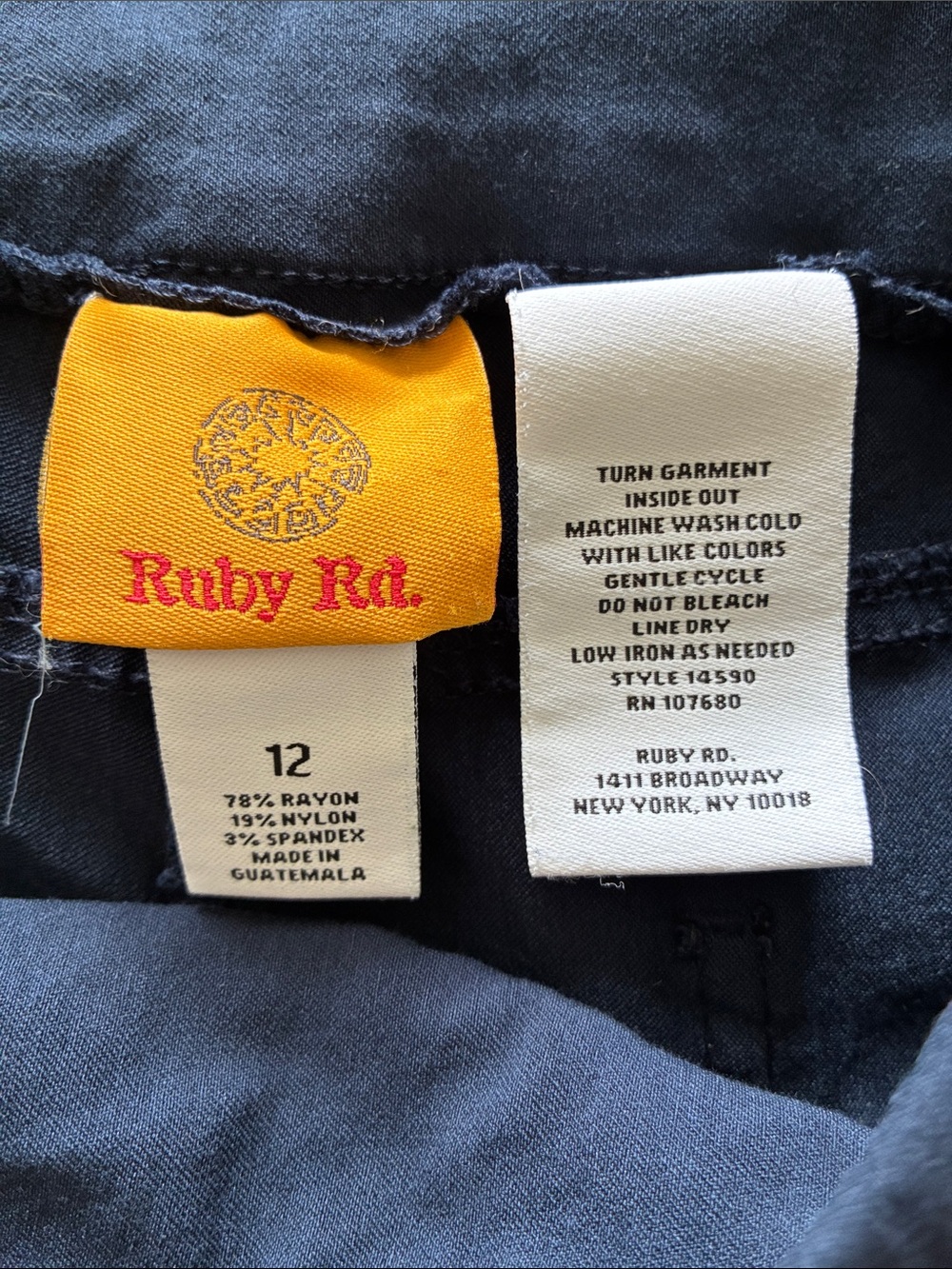 Ruby Rd. Navy Blue pull on stretch pants - Picture 3 of 6